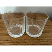 Set of 2 Clear Double Old Fashioned DOF Crystal Tumblers Lowball Glasses
