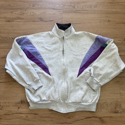 Vintage Pierre Cardin Track Jacket Full Zip Gray Purple Teal Mens L Streetwear