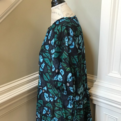 Ulla Johnson Neera Maxi Dress Cover Up Womens Large Blue Green Short Sleeve Boho - Picture 8 of 11