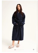 Pretty You London Towelling Robe Dressing Gown Size L - Midnight / Navy