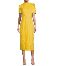 Antonio Melani Size 4 Willow Floral Applique Mock Neck Midi Dress Sunshine NWT