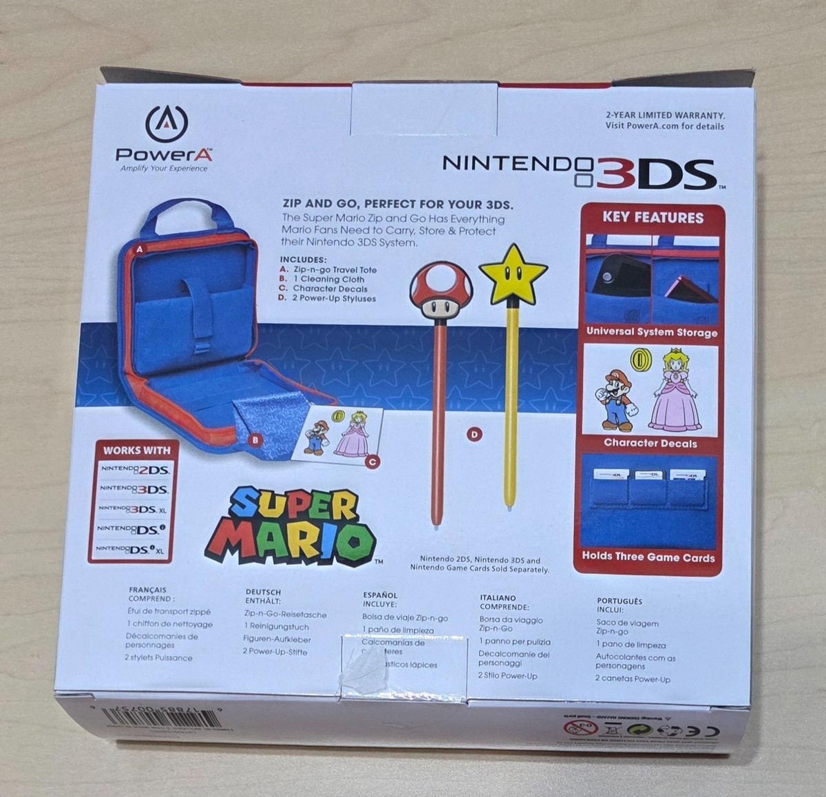 New Sealed Super Mario Zip & Go Kit Travel Carry Case Nintendo DS