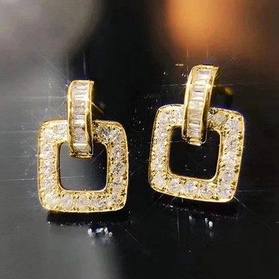Damen Ohrstecker quadratisch geformt Zirkonia Modeschmuck