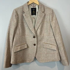Joules Enid 2 Button Short Tweed Blazer US Womens Size 12 Light Academia