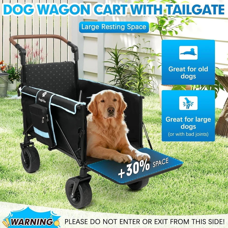 Snagle Paw Large Dog Stroller 90kg All-Terrain w/ Tailgate Ramp, Foldable - Image 3 of 4