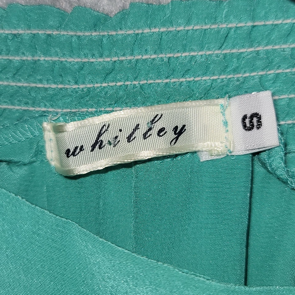 Vestido Whitley Para Mujer Pequeño Verde 100% Seda Volantes en Niveles Playa Boho Hada Y2K Foto 2 de 4