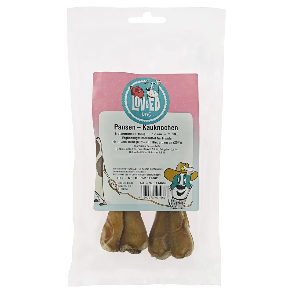 Lov&Ed Pansen-Kauknochen für Hunde, 2 Stück - 100g Knochen Hundeknochen Leckerli
