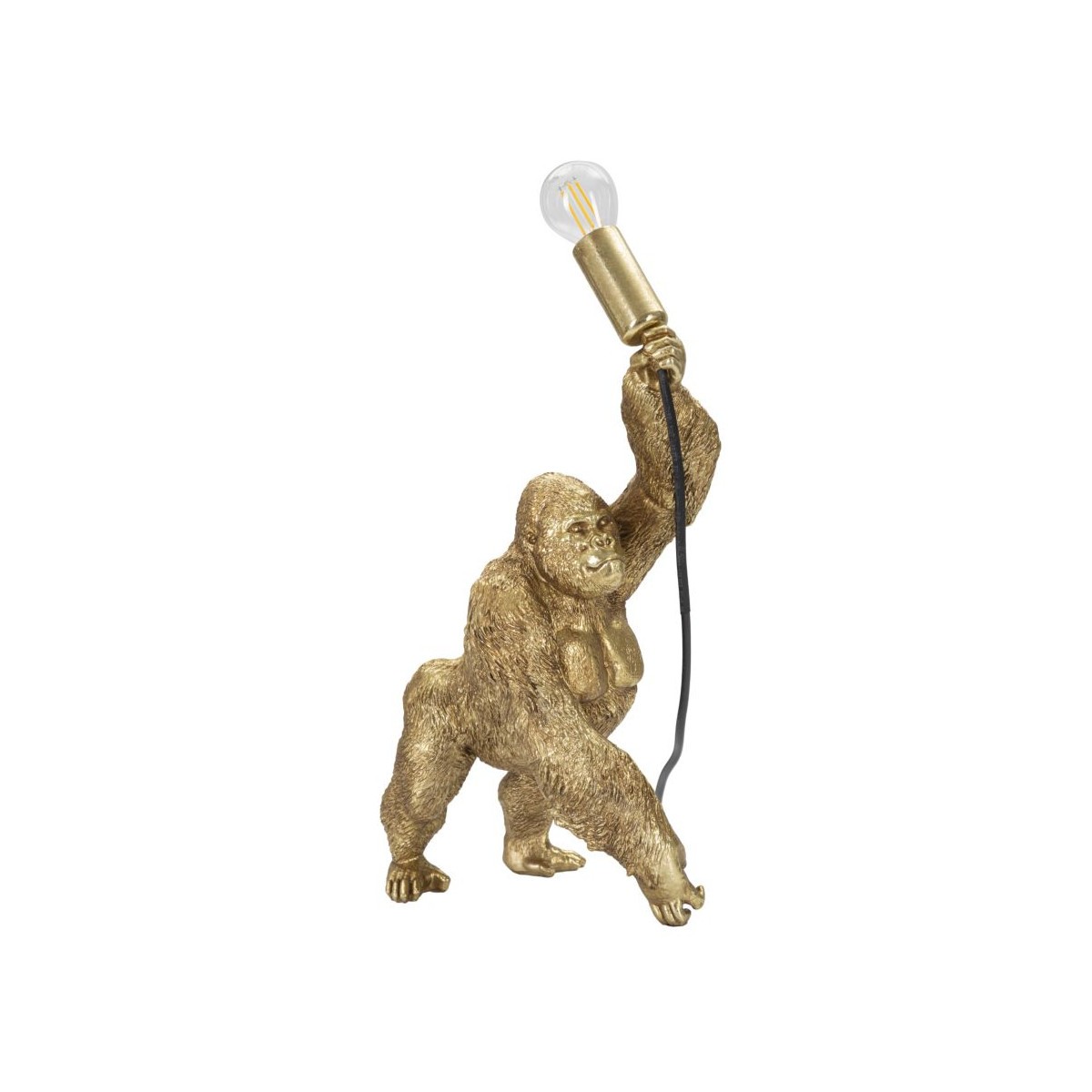 Lampe gorille en résine dorée 40cm pour rehausser une pièce de vie sombre
