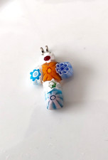👑1 Anhänger "Kreuz", venezianische Glas Murano, Millefiori, bunt, ohne Kette