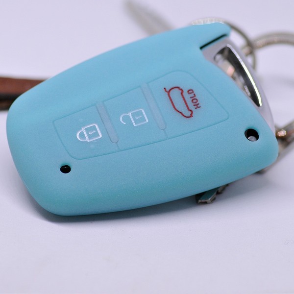 Auto SchlüSsel Silikon Schutz HüLle Glow Blau FüR Hyundai / KIA Smartkey Ab 2010-image