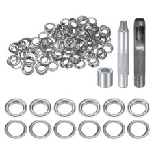 100pcs 12mm Grommet Tool Kit with Hole Punch, Grommet Setter Tools, Silver Tone