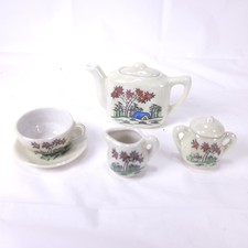 Tea Set Porcelain Miniature Vintage Tea Service Japan Play Doll Oriental Flowers