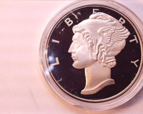 2 oz 999 Silver Round Mercury Dime PROOF ART ROUND COIN IN CAPSULE