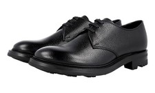 PRADA Leather Derby Dress Shoes WELT SEWN Hammered Black - NEW -  US 11 EU 44