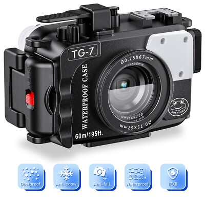 Seafrogs Waterproof 60 Meters Camera Housing Scuba Case for Olympus Tg7 Black