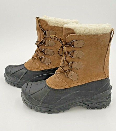 totes Prince Men's Waterproof Winter Boots Taupe Brown Suede - Picture 2 of 7