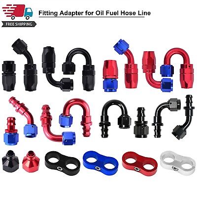 PitVisit Swivel Hose End AN Fitting Adapter for Braided Oil Fuel Water Vacuum Lines Leak Free High Performance Racing Fittings Red and Blue Aluminum 8AN, Straight 