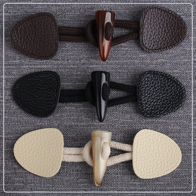 5 Pairs Horn Toggle Buttons Coat Sew Fastener Knitwear Jacket Duffle Craft Retro - Image 2 of 4
