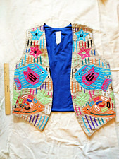 Vintage Vest with Handmade Molas from Panama
