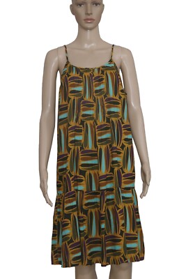 Ba&sh Printed Pintuck Sleeveless Ruffle Flared Boho Cotton Tunic Dress New L