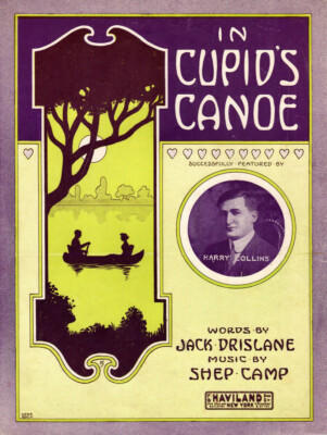 IN CUPID'S CANOE Music Sheet-1913-HARRY COLLIINS-GENE BUCK-Valentine