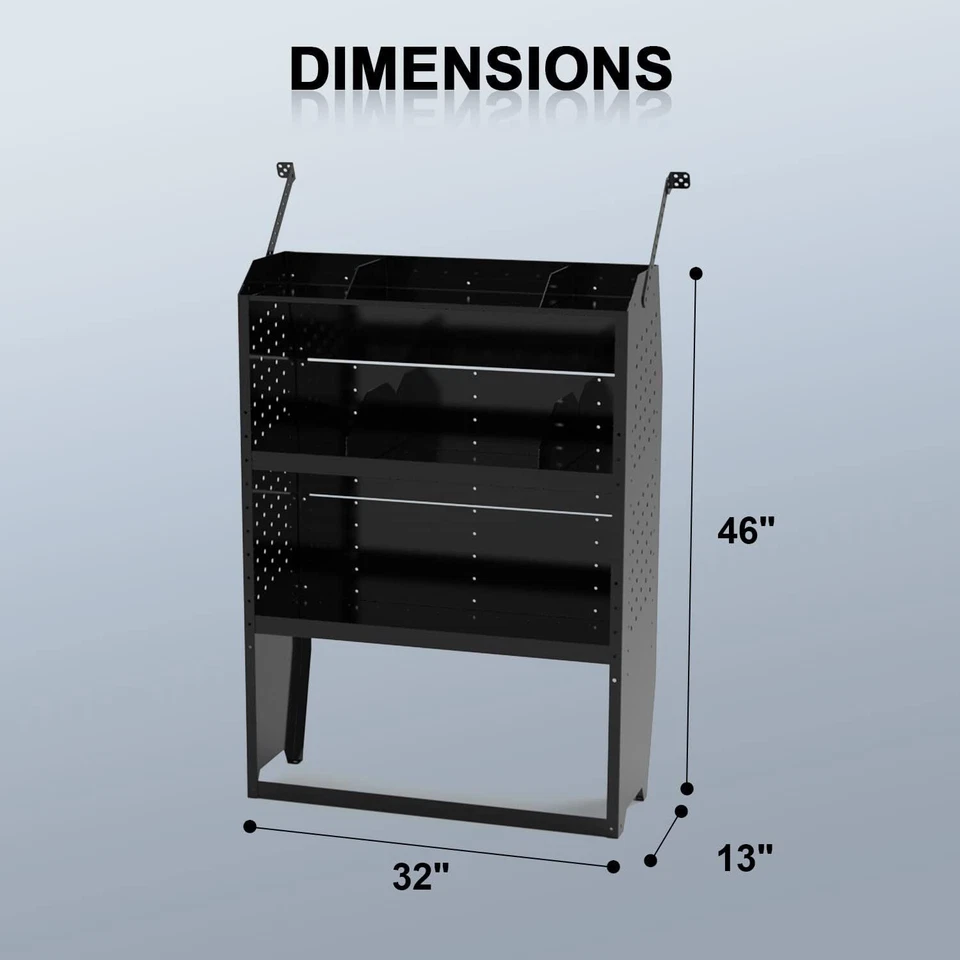 Estantería Van 32" W x 46" H x 13" D con bolsa colgante para Transit, GM, NV, Promaster Foto 2 de 4