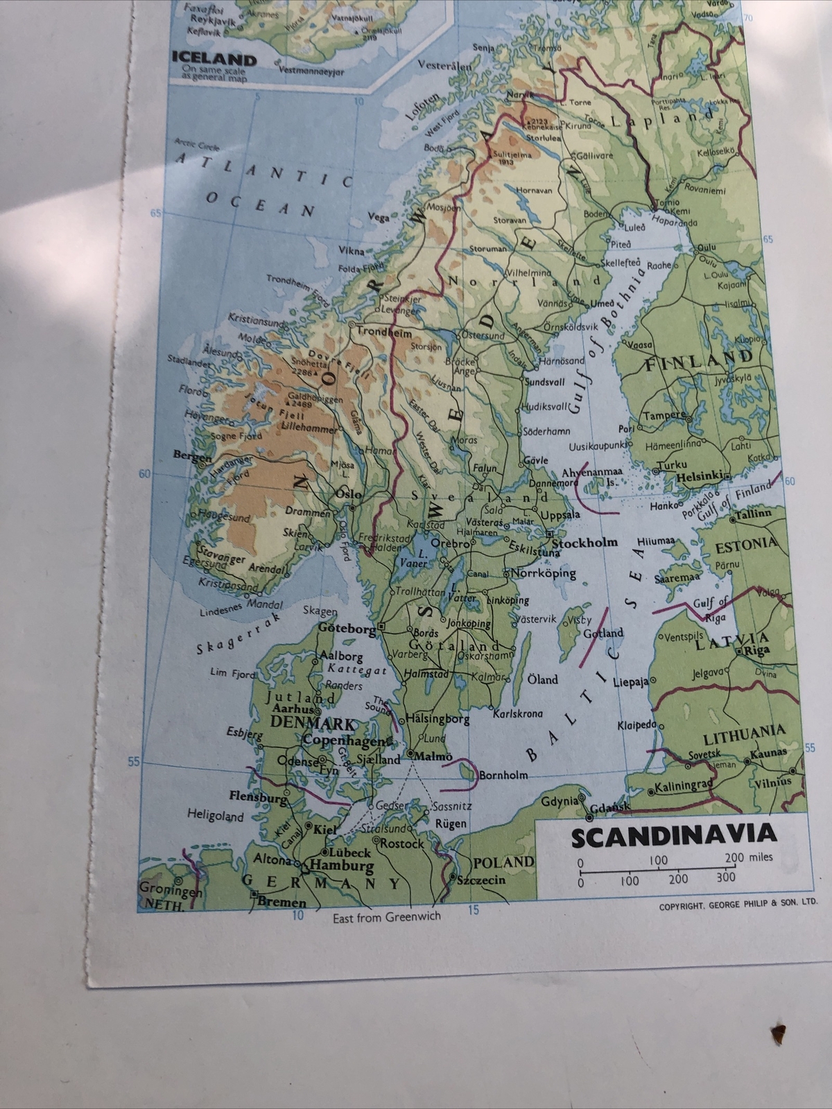 1994: Physical Map Of  Central Europe (physical) Scandinavia Print #13 15 B