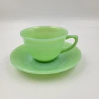 VTG Fire King Jadeite Jane Ray Ribbed Coffee/ Teacup And Saucer #2
