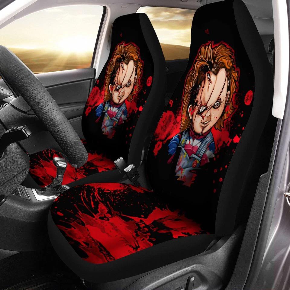 Chucky Car Seat Covers Set of 2, Horror Movie Car Accessories, Scary Car Decor