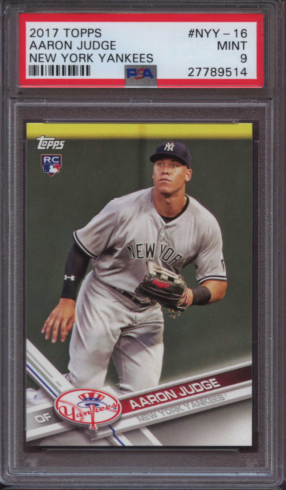 2017 Topps New York Yankees NYY-16 Aaron Judge PSA 9 Mint RC view 9