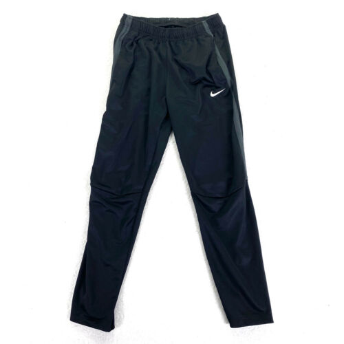 Nike Womens Size Medium Silky Black Track Pants Ankle Zip Pockets Drawstring - Picture 1 of 7