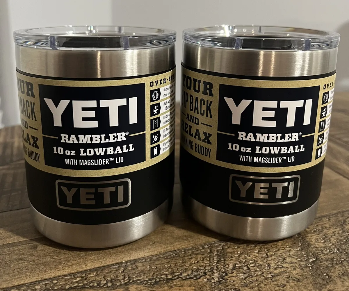2 Pack Of YETI Rambler 10 oz Lowball Tumbler Black Cups