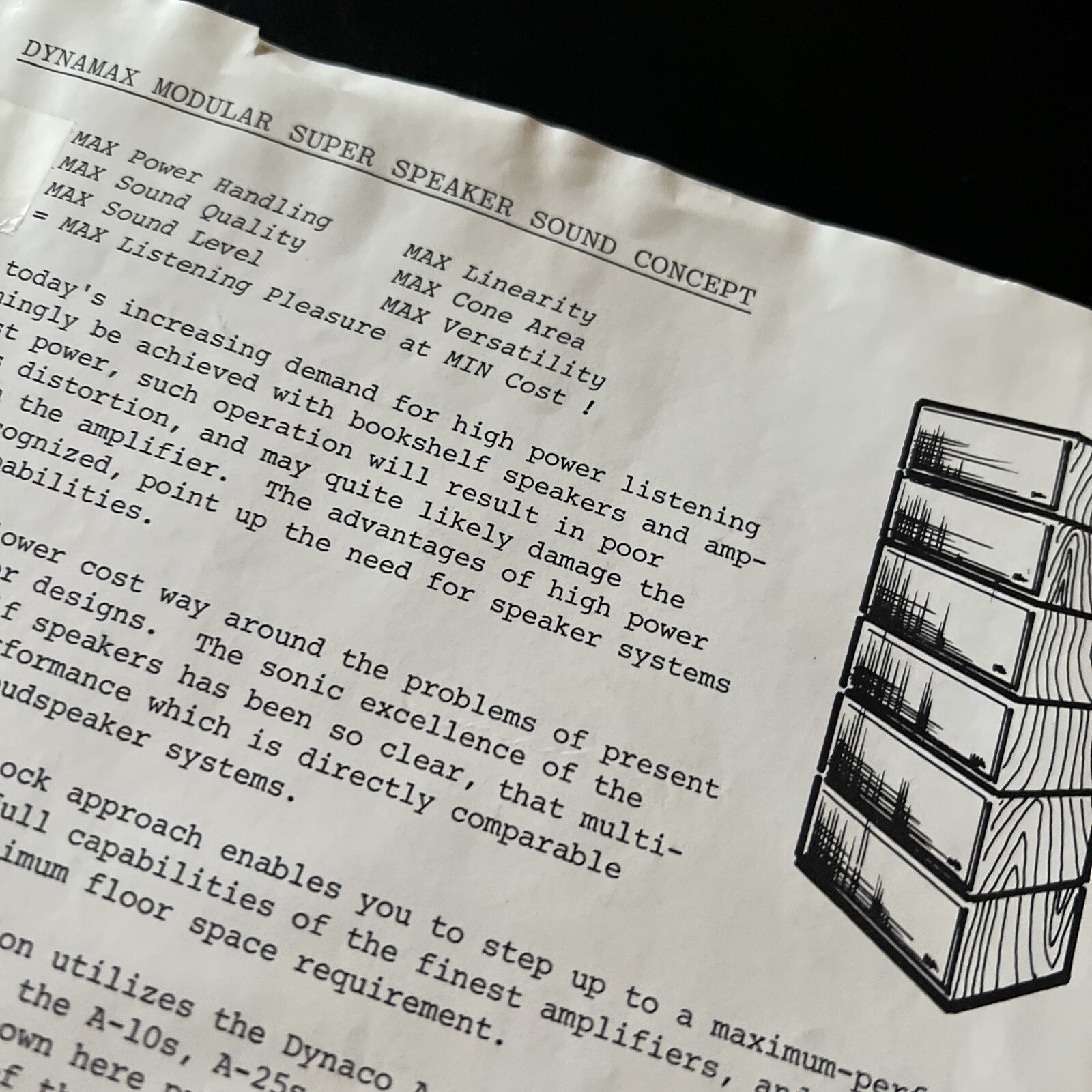 Dynaco DNYAMAX modular super speaker Sound Concept pamphlet 1970s