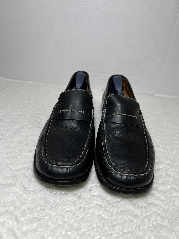 Мужские черные кожаные итальянские мокасины без шнуровки Bacco Bucci Portland размер 8 - Изображение 2 из 4