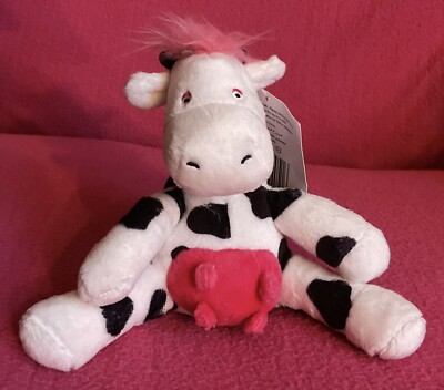 Posh Paws Pals Emily Kuh weiß schwarz pink weiches Plüschtier 5 Zoll Etikett