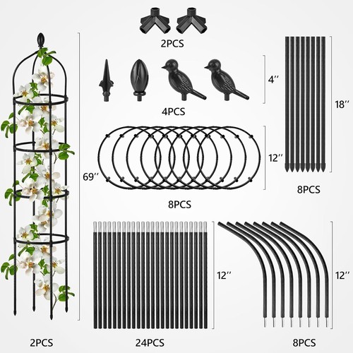 2 Pcs Steel Garden Obelisk Trellis 6 Ft Support for Climbing Plants Outdoor - Picture 9 of 9