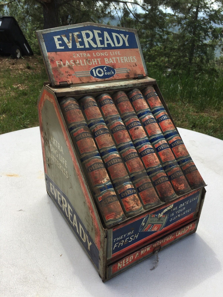 アンティーク雑貨 USA VINTAGE EVEREADY store display 50s old 1930s EVEREADY Batteries Store Counter Advertising Display | eBay