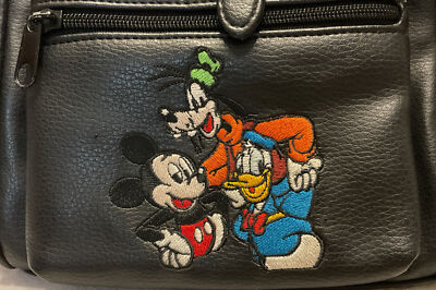 Vintage Walt Disney World Faux Leather Backpack Goofy Donald Duck