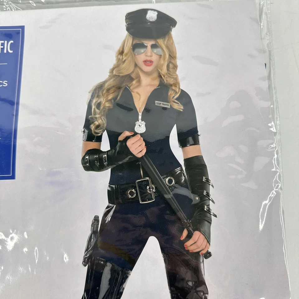 Sexy Disfraz de Mujer Policía Mediano 6-8 Conjunto de Tres Piezas Traje Detener Tráfico Traje Foto 3 de 4