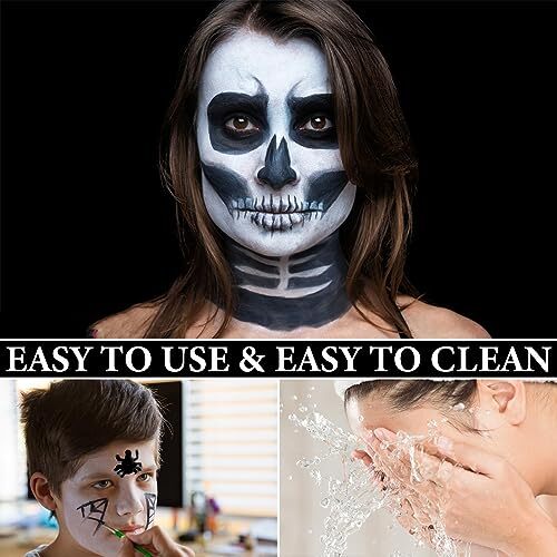 Halloween Cosplay SFX Makeup Black + White Face Body Paint Special Effect - Picture 4 of 7