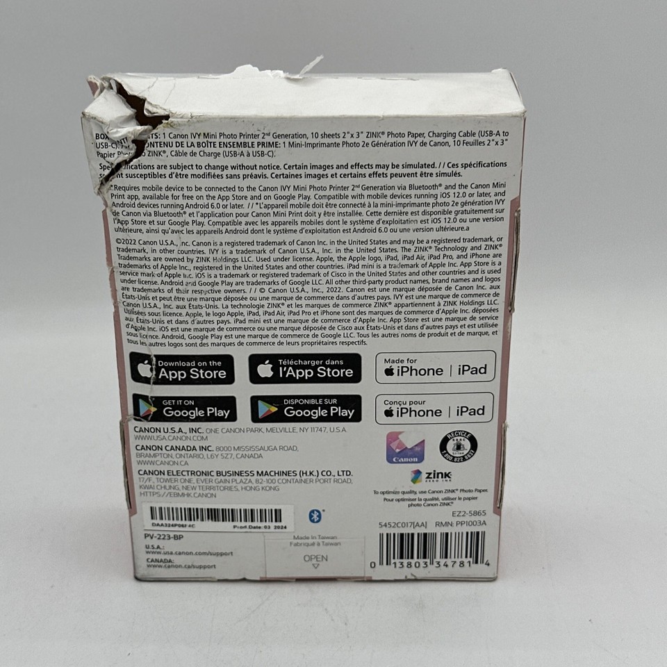 Canon IVY 2 Mini Photo Printer Brand New in Rough Box 13803347814 eBay