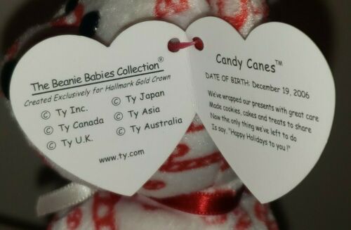 Ty Beanie Baby CANDY CANES the White Holiday Bear (Hallmark Exclusive) 8.5" MWMT - Picture 3 of 6