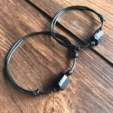 Raw Black Tourmaline Charm Men Women Surfer Waterproof Protection Bracelet Gift