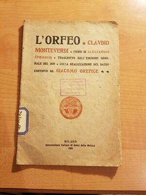 BUCH - L'ORFEO DI CLAUDIO MONTEVERDE - VERSE VON ALESSANDRO STRIGGIO -