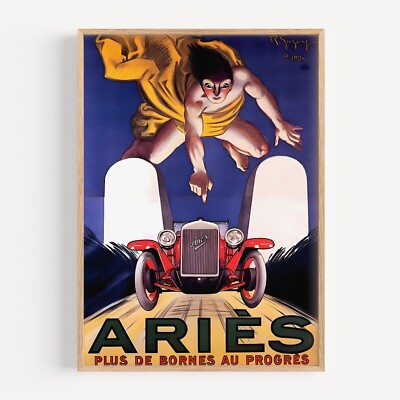 Aries Plus De Bornes Au Progres Car Flying Man - 1924 Car Racing Poster Print