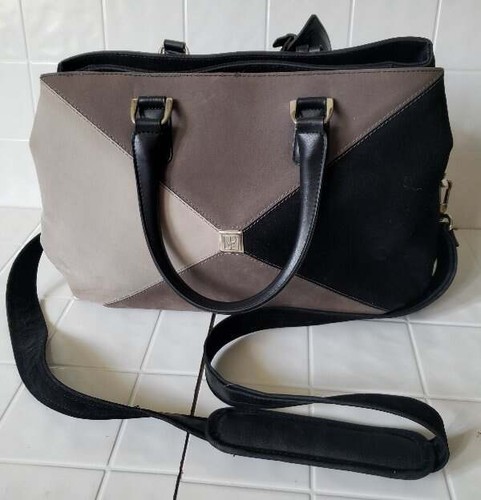DVF Diane Von Furstenburg Womens Large Carry On Black Gray Triple Compartment Tr
