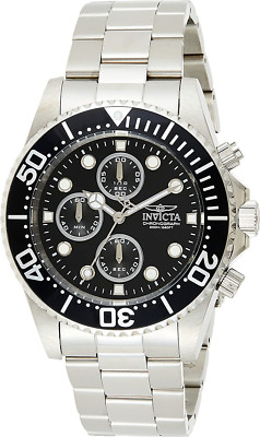 Men'S 1768 Pro Diver Collection Stainless Steel Watch with Black Dial