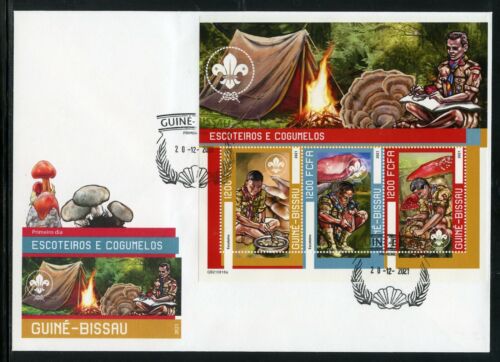 GUINEA BISSAU 2021 BOY SCOUTS & MUSHROOMS SHEET FIRST DAY COVER - Picture 1 of 1