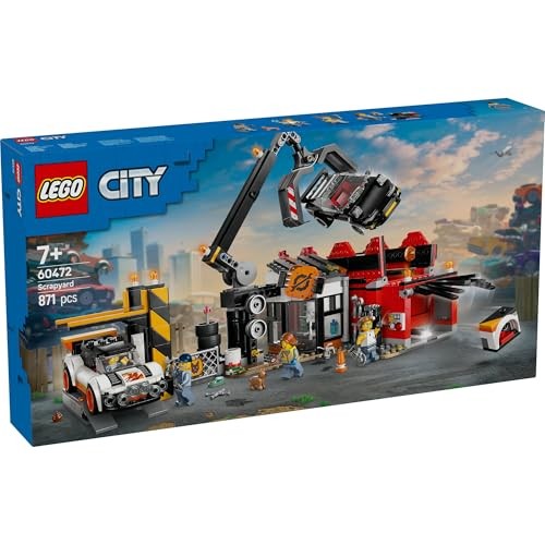 LEGO City Car Scrapyard & Crusher 60472 871 Pcs Crane 4 Minifigs ...
