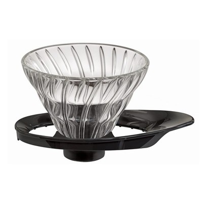 HARIO V60 VDGR-01-B Heat Resistant Glass Transparent Dripper, 01, Black 